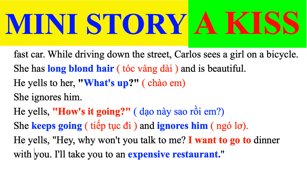 Học tiếng anh từ bài A KISS trong bộ Effortless English của AJ Hoge