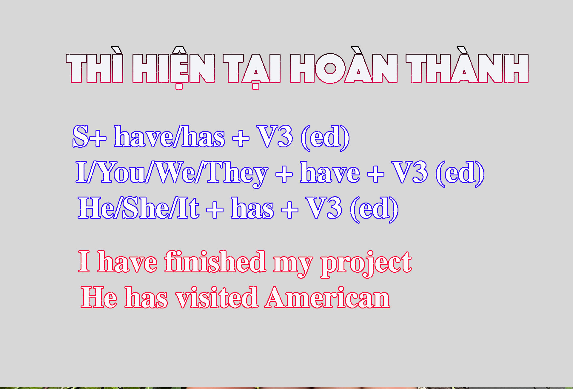 thì hiện tại Hoàn Thành